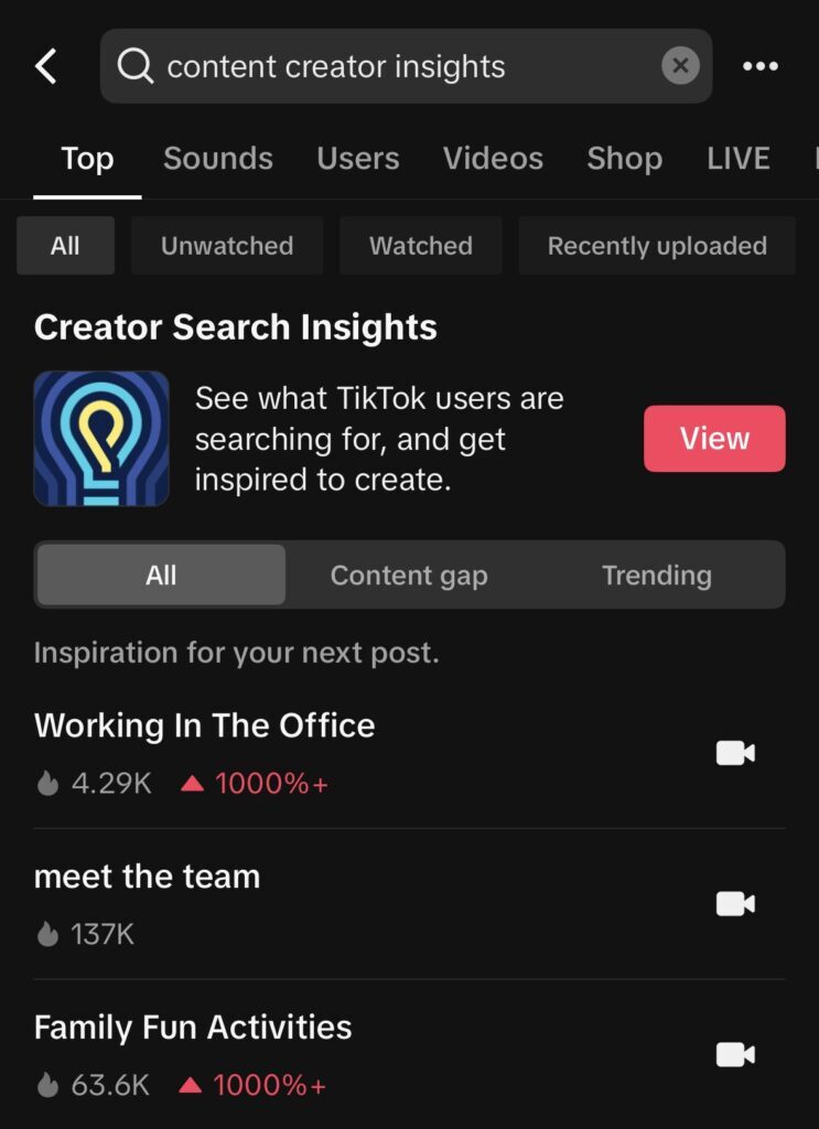 creator insights search